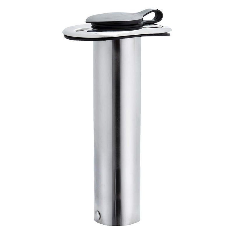 Manifish Polished Fishing Rod Holder Flush Mount, Stainless Steel 90 Degree Flush Mount Fishing Rod Holder for Boat, 0 Degree Fishing Pole Holder with Rubber Cap, PVC Liner & Gasket - Image 1
